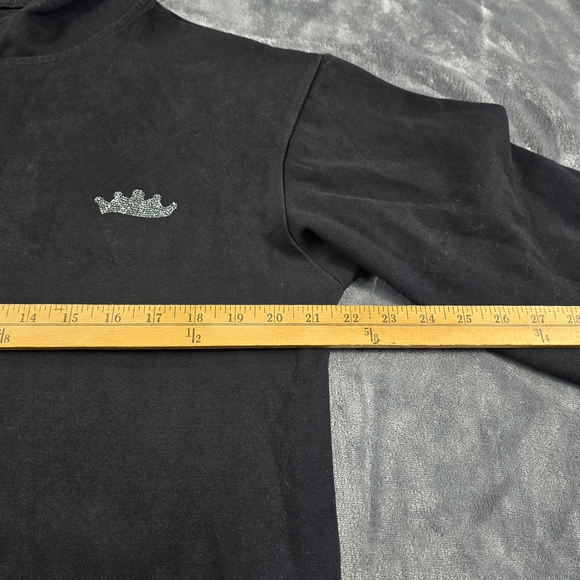 Heads Or Tails Black Graphic Hoodie Mens L Skull Snake Rhinestones - Picture 7 of 12